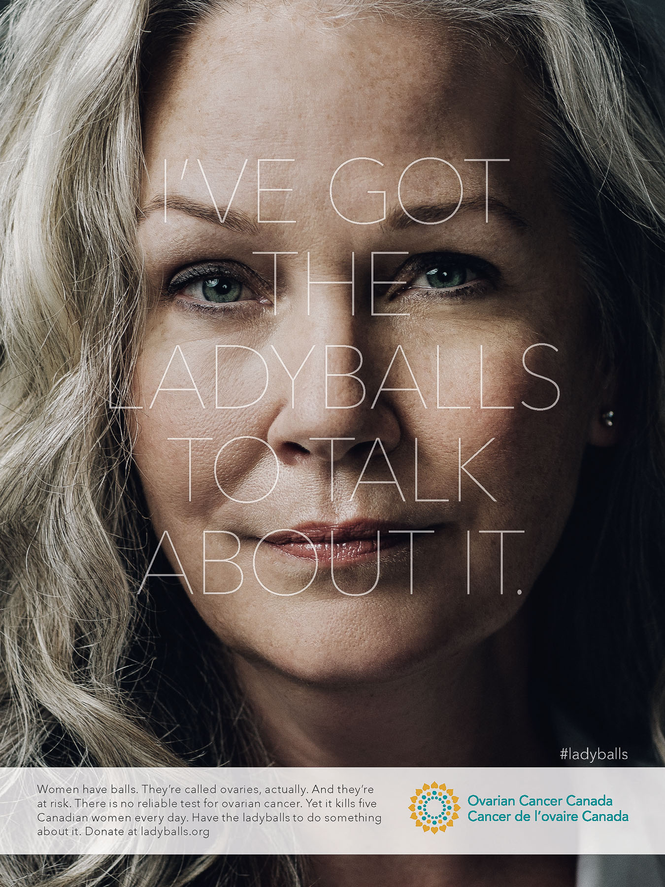 Advertising portrait for Ovarian Cancer Canada with Grey