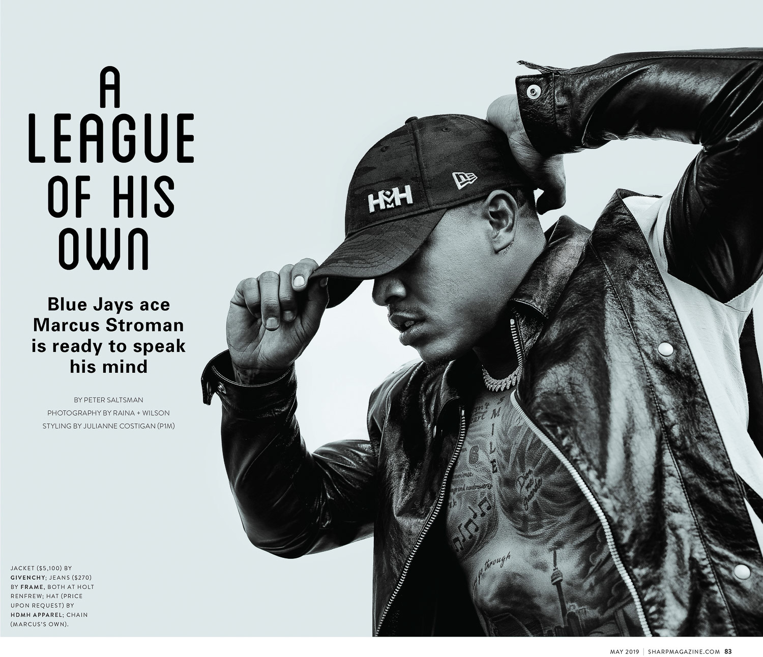 Editorial portrait of MLB player Marcus Stroman with Sharp Magazine